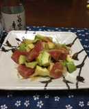Tuna and Avocado Salad Goes Well with Sake