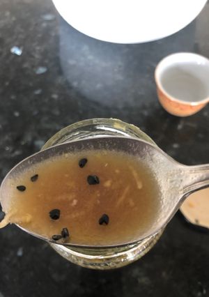 A picture of Asian salad dressing.