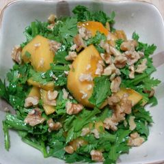 A picture of Persimmon and Chrysanthemum Leaf Salad.