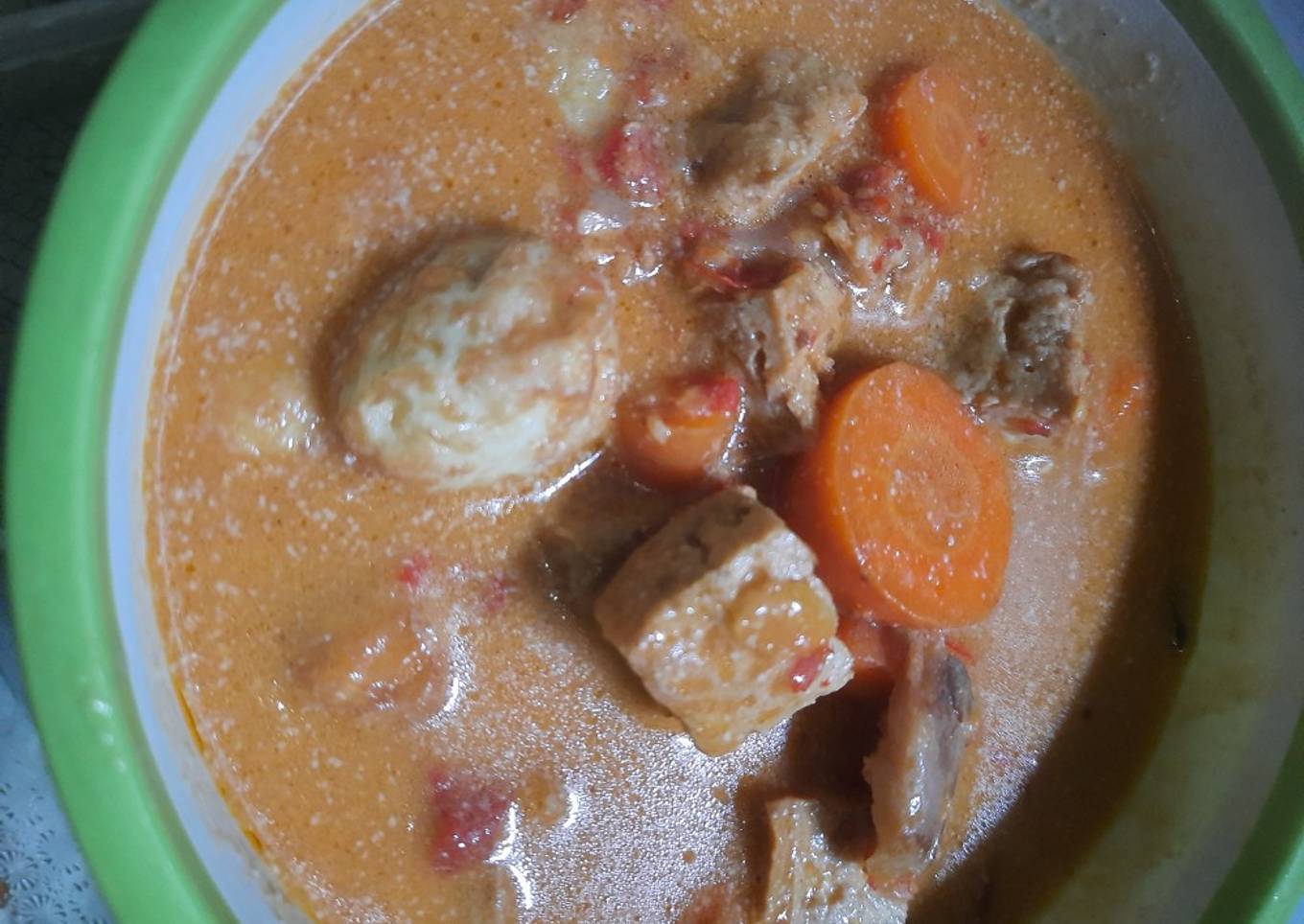 Telur puyuh,tahu masak santan