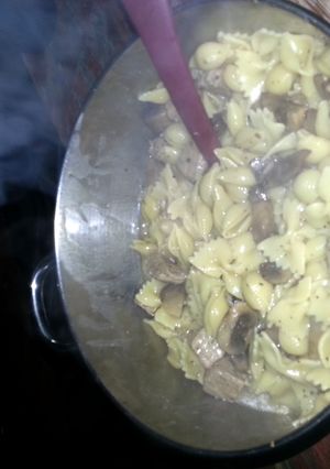A picture of Drunken Steak and Mushroom Pasta.
