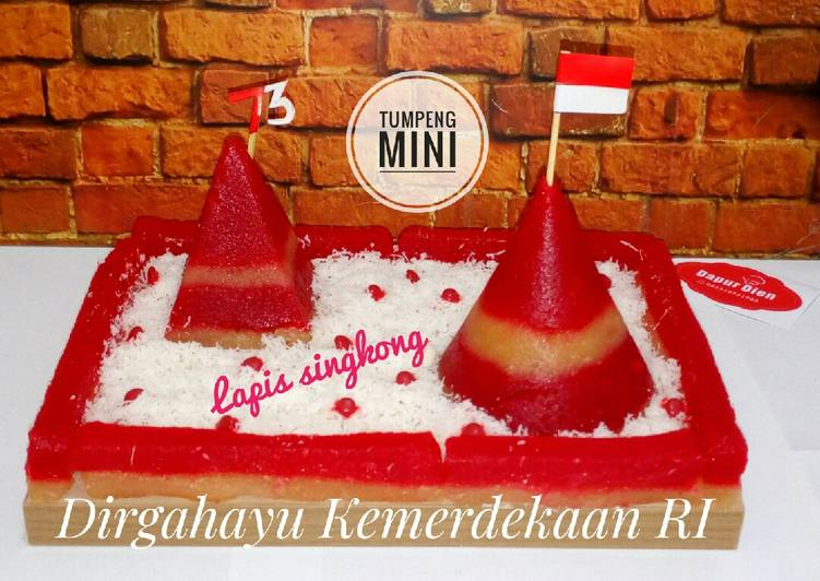 Bahan-bahan Tumpeng mini lapis singkong merah putih 🇮🇩 yang lezat dan Mudah Dibuat