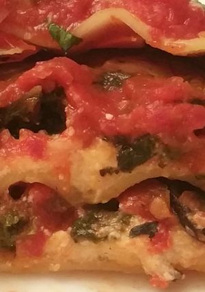 A picture of Kale and Portobello Lasagna.