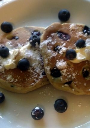 A picture of Lemon Ricotta Blueberry Pancakes.