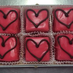 A picture of Raspberry Frangipan Petit Fours.