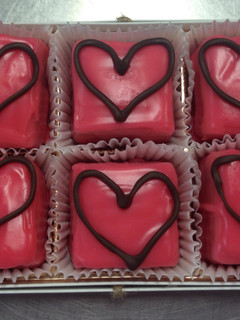 A picture of Raspberry Frangipan Petit Fours.