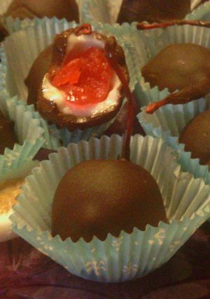 A picture of Sunshine's chocolate covered cherries.