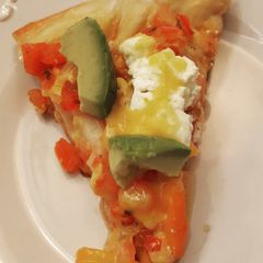 A picture of Salsa, Cheddar, Sour Cream & Avocado Pizza.
