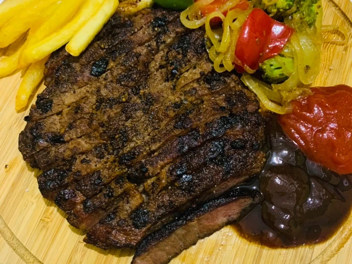 Langkah Gampang Membikin Resep Steak Santori rib eye yang Lezat Sekali Anti Ribet, Menggugah Selera
