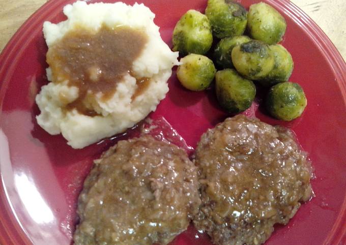 Steps to Make Super Quick Homemade Salisbury steak and onion gravy