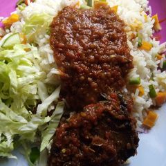 A picture of Rice and Stew.