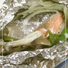 A picture of Foil Baked Salmon Made in a Frying Pan.
