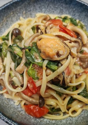 白汁青口燴意粉 的食譜成品照片