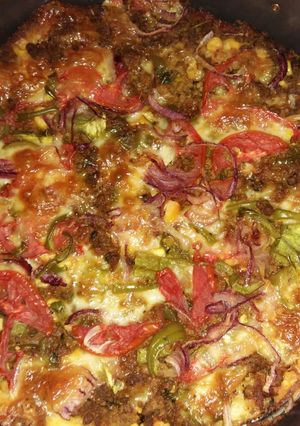 A picture of Homemade mince pizza #charityrecipe #4weekschallenge.