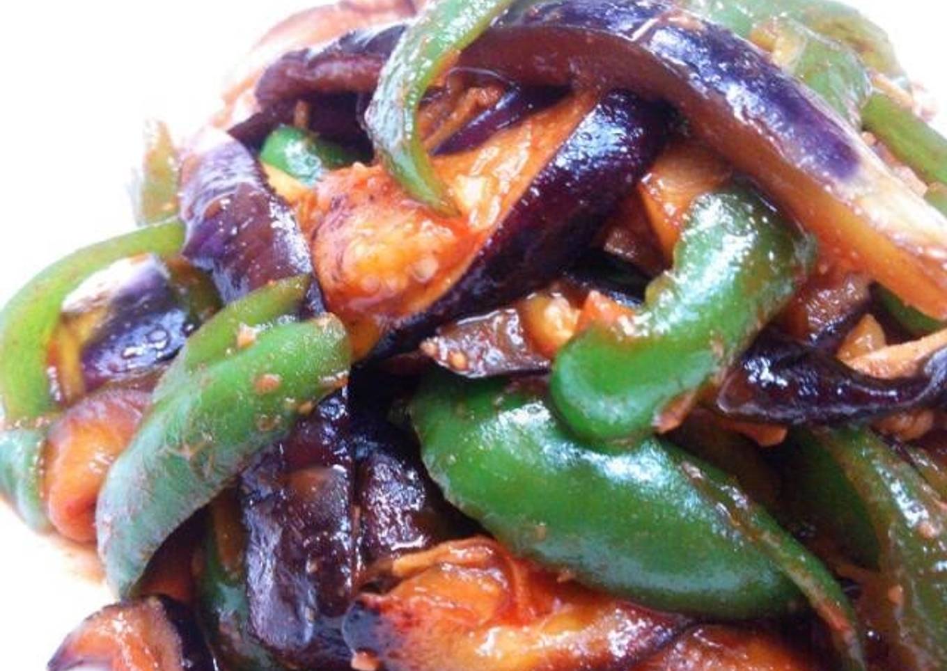 Eggplant & Green Pepper Gochujang Stir-fry