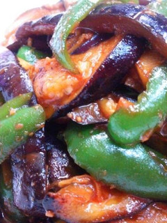 A picture of Eggplant & Green Pepper Gochujang Stir-fry.