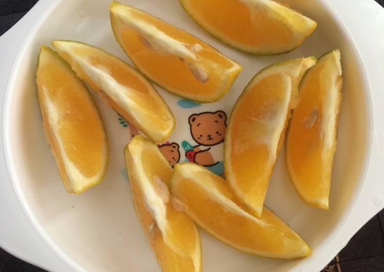 Mpasi 7 bulan pure jeruk bayi (cemilan)