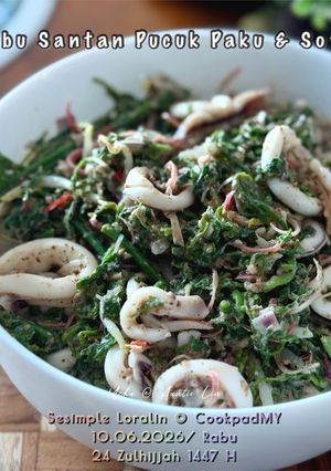 Gambar Kerabu Santan Pucuk Paku & Sotong