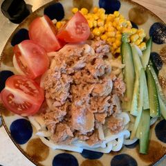 A picture of Salad Udon for a hot summer lunch.