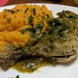 Pollo provenzal con puré de calabaza
