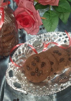 A picture of Chocolate choc chip cookies.
