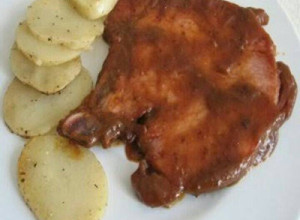 Una foto de Chuletas de cerdo en salsa agridulce