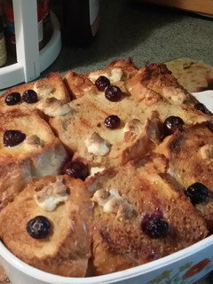 A picture of Blueberry and Cream Cheese Baked French Toast.