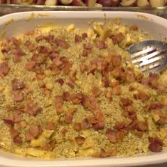 A picture of Brenda's Mac & Cheese with Roasted Jalapenos & Bacon.