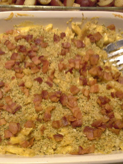 A picture of Brenda's Mac & Cheese with Roasted Jalapenos & Bacon.
