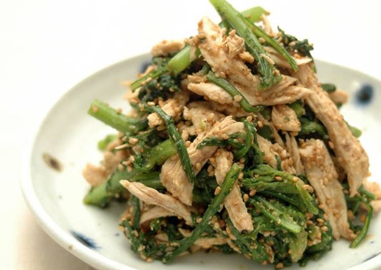 Recipe of Homemade Chrysanthemum Greens &amp; Chicken with Sesame Sauce