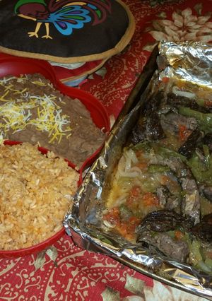 A picture of Mexican Fajita Skirt Steak in the Oven.