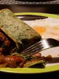Spinach pancakes stuffed with veggies