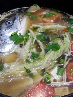 A picture of Salmon Hotpot in Chinese Herbal Soup.