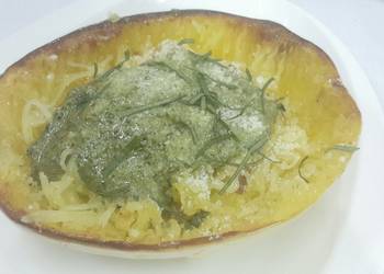 Easy Recipe Spaghetti squash with Pesto Sauce Delicious Perfect Easy Recipe Spaghetti squash with Pesto Sauce Delicious Perfect