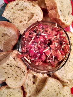 A picture of "Almost Homemade" Pepperoni & Parmesan Bruscetta with Garlic Butter Bread.
