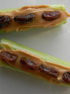 A picture of Ants on a log - gluten free.
