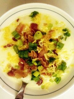 A picture of Left over mashed potato soup.