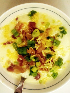 A picture of Left over mashed potato soup.