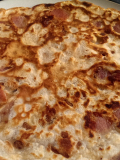 A picture of Sophie's bacon and cheese pancakes.