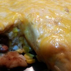 A picture of Chicken burrito enchiladas.