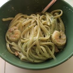 A picture of Shrimp Pesto Pasta.