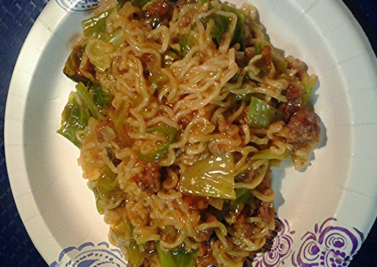 Recipe of Favorite Ramen cabbage and sausage