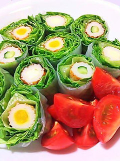 A picture of Fresh Spring Rolls with Cheese & Cucumber Chikuwa.