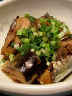 A picture of Pacific Saury Simmered with Ponzu Sauce.