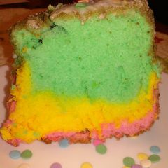 A picture of Rainbow Angel Food Cake.