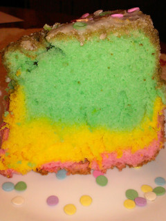 A picture of Rainbow Angel Food Cake.