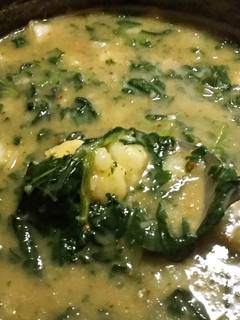 A picture of Spicy potato & spinach soup.