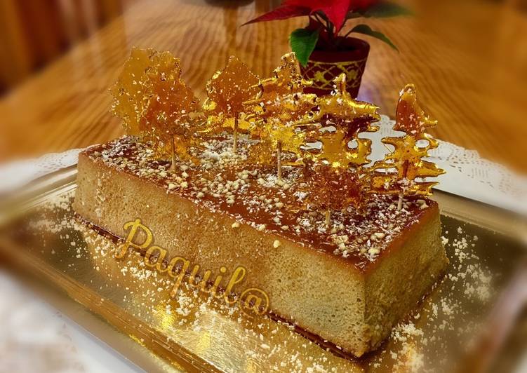 Flan de turrón con árboles de caramelo🎄