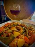Chicken Drumsticks and Breasts Stew with Green Beans, Potatoes, Carrots, and Bell Pepper