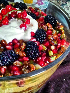 A picture of Trifle Cake Dessert with Berries.